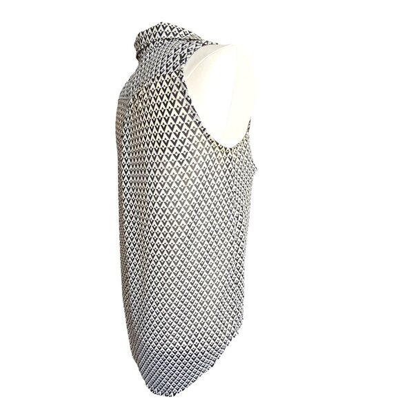 H&M Black & White Blouse Geometric Sleeveless Button-Up Womens Size S JJ3949 - Picture 5 of 7